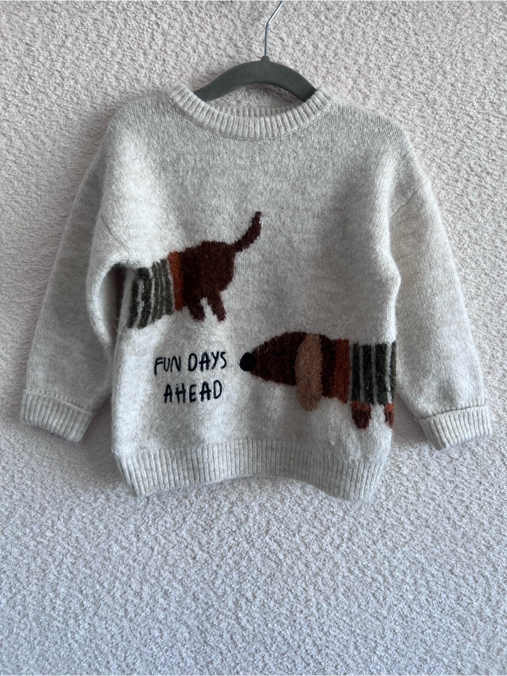 Zara Infant Dachshund Dog Fun Days Ahead Sweater Long Sleeve Size 18-24 Months
